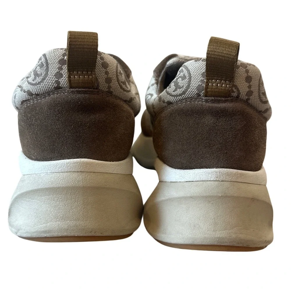 Tory Burch Good Luck T-Monogram Trainer Brown Suede Chunky Sneakers 8.5
